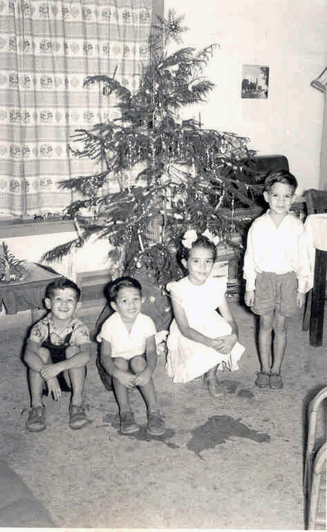 de kerstboom was een tjemara ca 1956 foto kinderen bij de kerstboom