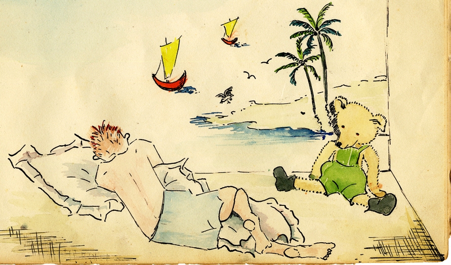 Tekening uit 'Jan-Hendrik Prisoner of War'. Dromen van Vader. Tjideng 1944 {1944:Jakarta}