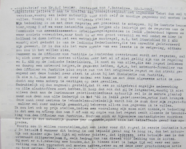 Fragment uit het Request van Fredrik Karthaus aan de Officier van Justitie in Amsterdam met verzoek om eerherstel {1947:Amsterdam}