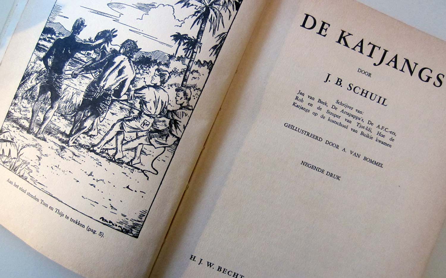 J.B. Schuil schreef in 1912 het jeugdboek De katjangs, over twee jongens die door hun vader, de assistent-resident van Pontianak naar Nederland worden gestuurd om naar de HBS te gaan. In 1930 verscheen de 9e druk: IWInr 1*3301-2 titelpagina J.B.Schuil De Katjangs