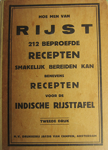 Hoe men van rijst 212 beproefde recepten smakelijk bereiden kan, benevens recepten voor de Indische rijsttafel. door Francine. 2e druk Den Haag, C.L.G. Veldt, 1914. Uit Holland nam Agnes dit boekje mee, haar "bijbel voor de Tropen" {1904:Amsterdam}